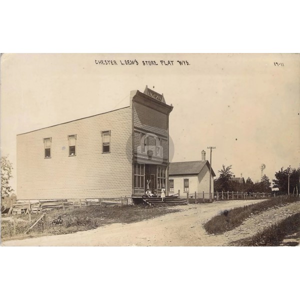Plat (Richfield) WI, Chester Lowe's Store 1910s RPPC Photo Postcard