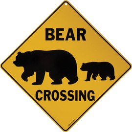 CROSSWALKS Bear Silhouette Crossing 12" X 12" Aluminum Sign (X210)