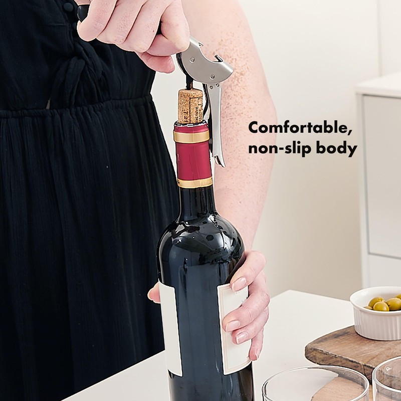 OXO Steel Double Lever Waiter's Corkscrew, Silver/Black