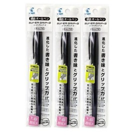 Pilot Super Grip G Ballpoint Pen, Cap Type, 0.06 inch (1.6 mm), Extra Thick, Black, P-BSGC-10BB-BB x 3 Pens