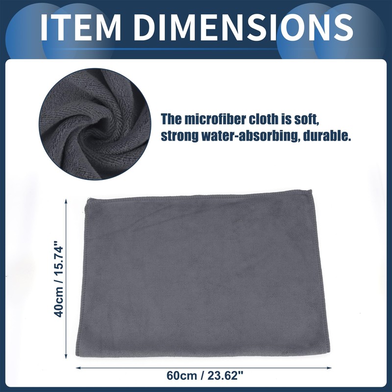 INFINAUTO Cleaning Cloths Towel,Car Drying Plush Cloth Absorbent Microfiber Grey,3pcs