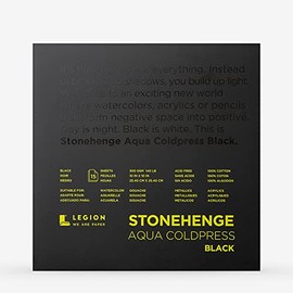 Stonehenge Aqua Black Medium Weight Pad, 140lb, Coldpress, 10 x 10 Inches, 15 Sheets for Wet and Dry Media