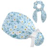 Working Cap Scrub Caps, Daisies Scrub Hats with Sweatband Buttons