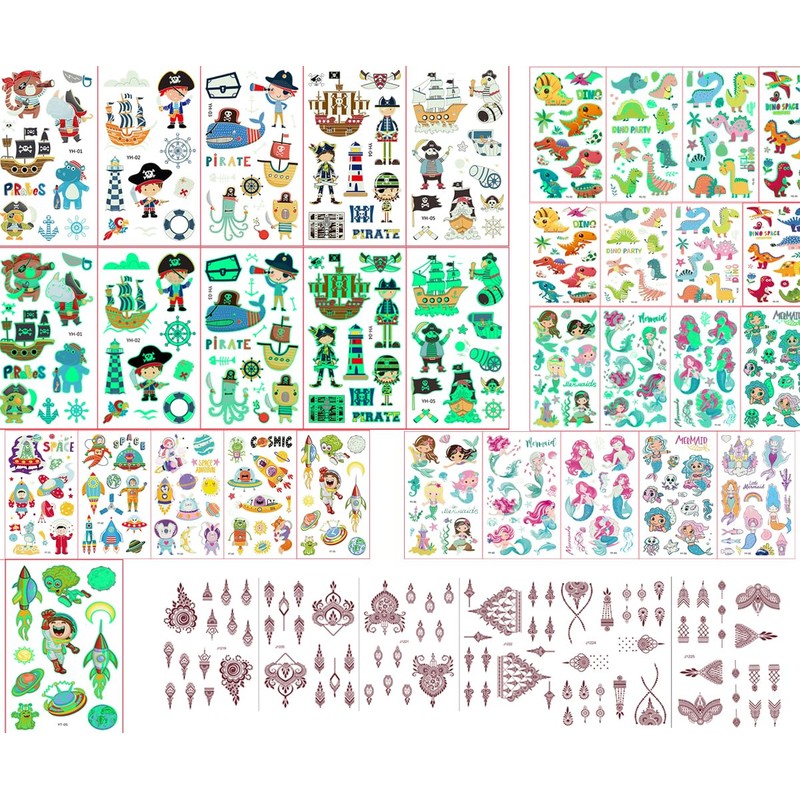 12 Sheets Henna Tattoos Temporary Stickers, 6Pcs Adult + 6Pcs