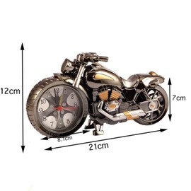 Gearmax Retro Motorcycle Style Students Alarm Clock Desk Time Clock Cool Motorbike Model Home Office Shelf Decoration Novelty Birthday Gift Brown (4 desighs, random delivery)