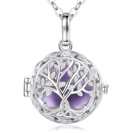EUDORA Harmony Ball Pregnancy Necklace for Women, Tree of Life Abgel Caller Pendant Music Chime Wishing Bell Mexico Ball Jewelry Gift for Mother Ladies, 45" + 30"