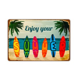 [ALOHAMONI] American USA Tin Plate Sign Vintage Metal Plate License Plate License Plate Beach Resort California West Coast Hawaii Surf Board