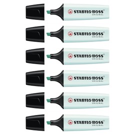 STABILO Boss Original Highlighters Set of 6 Pastel Chisel Tip 2-5 mm Turquoise Pastel Stationery