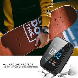 Compatible for iTouch Air 3 44mm Case, Lamshaw Hard PC Case with Screen Protector Compatible for iTouch Air 3 44mm Smartwatch (2 Pack-Black+Black)