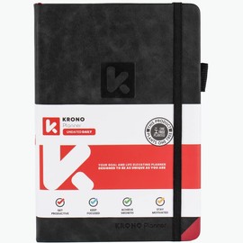 KRONO Planner Premium - Best Undated Daily 2023 Planner to increase Productivity, Focus, Personal Growth, Happiness, and Success | Undated | A5 | Black
