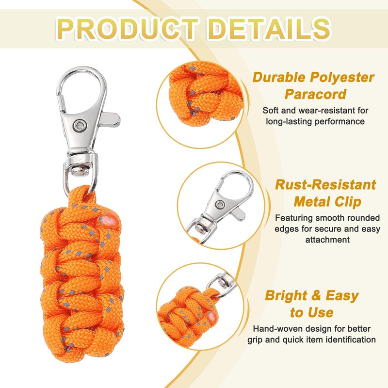 YELARXI Paracord Zipper Pulls, Reflective Polyester Zipper Pulls Woven Rope,