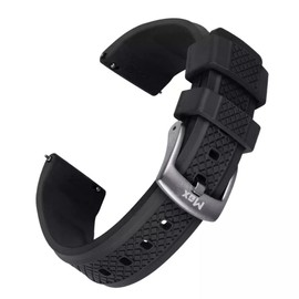 Max Summit Fluororubber (FKM) Rubber Watch Strap with Loop Holder Lock Ring 20mm 22mm (22mm, Black)