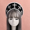 Tudor Renaissance Royal French Hood Coronet Women's Headpiece, black