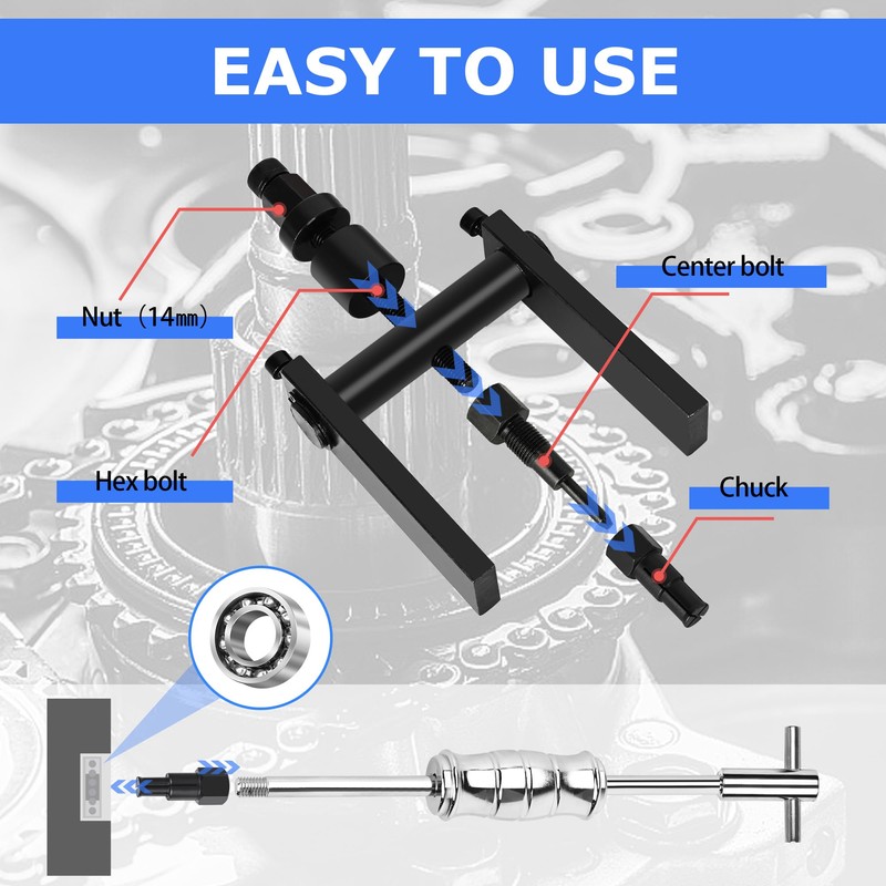 YZDKSMG 12 PCS Motorcycle Blind Hole Collet Bearing Puller Tool
