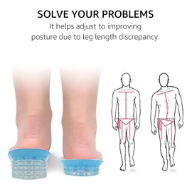 Dr.Foot - Plantillas ajustables de 5 capas para aumentar la altura, inserciones de silicona para el talón para hombres y mujeres, inserciones de gel de elevación del talón para discrepancia de la
