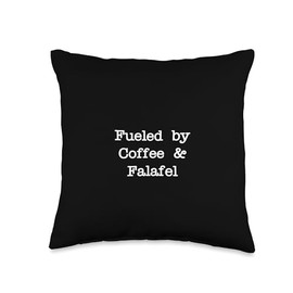 Falafel Hummus Lover Men & Women Sarcastic Humor Fueled by Coffee & Falafel Funny Middle East Food Minimalist Throw Pillow, 16x16, Multicolor