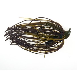 BUCKEYE LURES Mop Jig with Heavy Living Rubber Skirting, Double Rattles & Mustad Flippin' Hook | Durable Chip-Resistant Bass Fishing Bait | Green Pumpkin, 5/8 oz