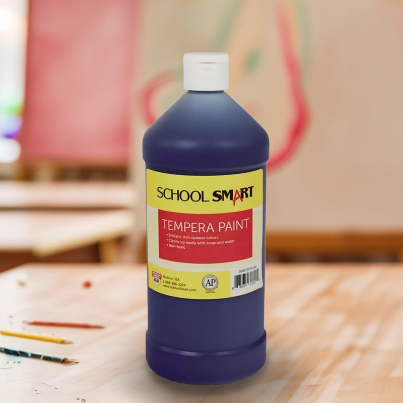 School Smart Tempera Paint, Purple, 1 Quart Bottle