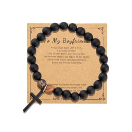 Anniversary Birthday Gifts for Boyfriend Cross Bracelet for Bf Gifts Catholic Religious Gift to Him To My Boyfriend Bracelet Gift from Girlfriend