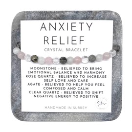 Anxiety Relief Gemstone Bracelet - Crystal Bracelet for Anxiety - Crystals for Calm and Help with Anxiety - Healing Crystal Bracelet (6 inch small)