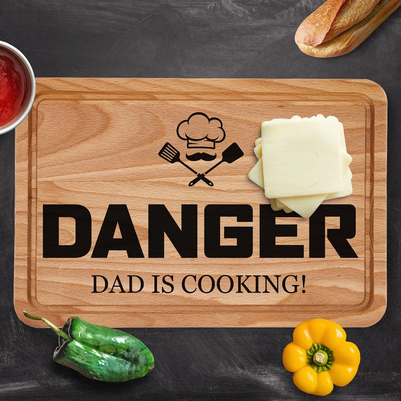 Danger Dad is Cooking Chopping Board, Funny Gifts Fathers Day,