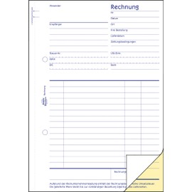 AVERY Zweckform 1733 Invoice for Small Business Owners (A5, 2 x 40 Sheets, Self-Copying with Coloured Copy, without VAT ID, According to Small Business Regulation) White/Yellow