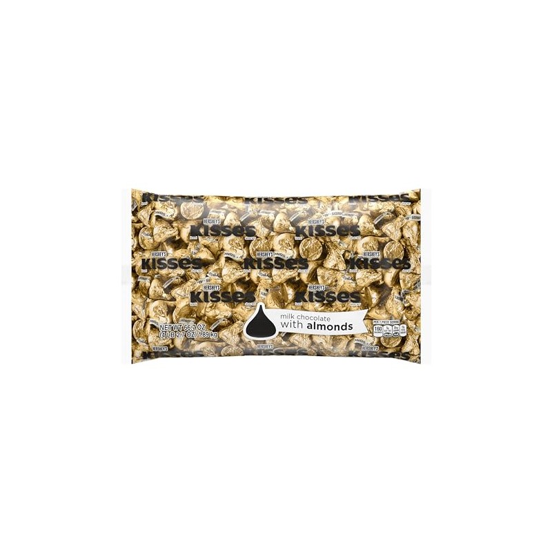 HERSHEY'S KISSES Milk Chocolate with Almonds Candy Bulk Bag, 66.7