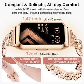 Fitoncloud Women's Smartwatch 1.47 Inch Fitness Tracker with Heart Rate Monitor SpO2 Sleep Monitor, 26 Sports Modes Activity Tracker, Message Whatsapp, Waterproof IP68 Smart Watches for iOS Android