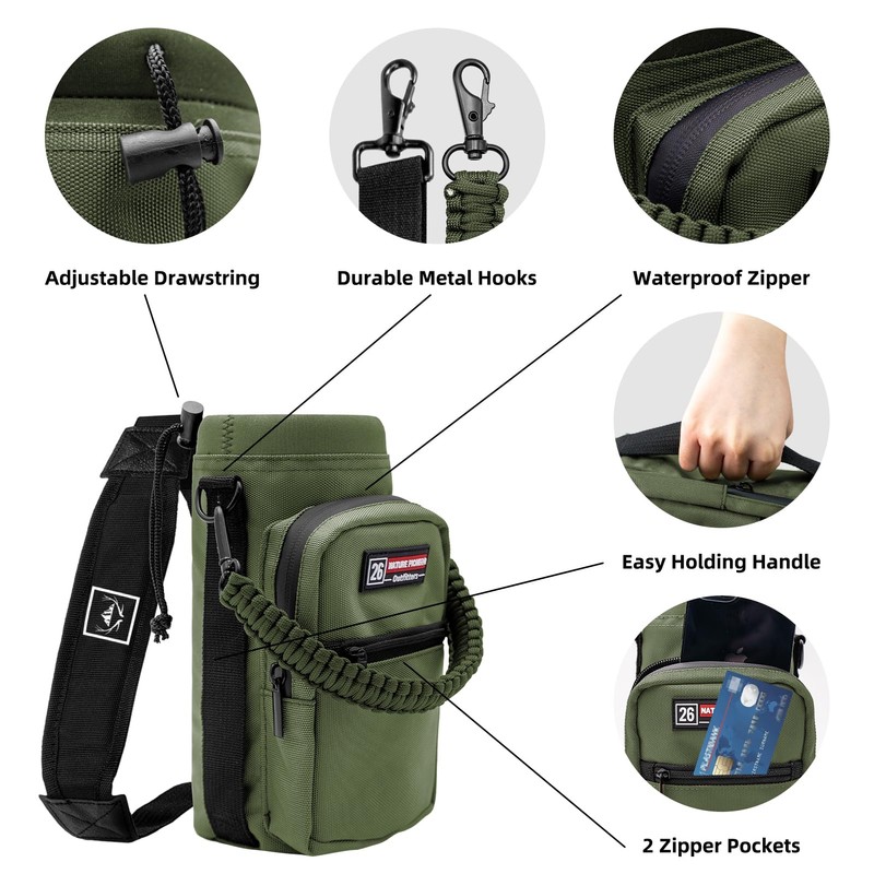 NATURE PIONEOR Water Bottle Holder with Adjustable Strap - 26/32/36/40/46/64oz