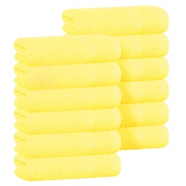 BOUTIQUO Ultra Soft Cotton Washcloths, Contains 12 Piece Face Cloths 12x12 inch, Ideal for Everyday use Face Towels, Compact & Lightweight Multi Purpose Washcloths - Lime Yellow