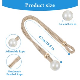 oruola 4 Pack Curtain Tiebacks,Large Pearl Champagne Tie Backs for Curtains,Adjustable Curtain Ties with Sliding Beads, No Drilling,Elegant Curtains Tie Backs for Home Hotel Office Drapes
