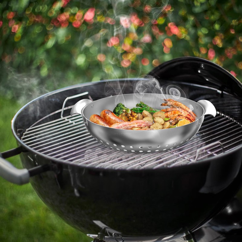 Onlyfire 3 Packs Grill Baskets, Heavy Duty Stainless Steel Perforated