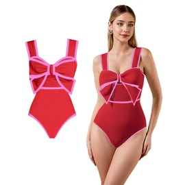HAPYHVN Traje de Baño Enterizo para Mujer,Cómodo y Estiloso,Perfecto para Playa,Piscina o Vacaciones,Regalar Gafas de Sol (MX/US, Alfa, Grande, Regular, Regular, Bañador Rojo)