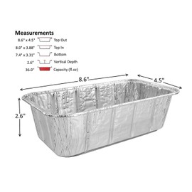 PACTOGO 2 lb. Disposable Aluminum Foil Loaf Pans w/Clear Low Dome Lids | Standard Size 8.5”L x 4.5”W 2.25" Deep | Heavy Duty Bread Container Tins for Baking, Food Storage & Takeout | (Pack of 50)