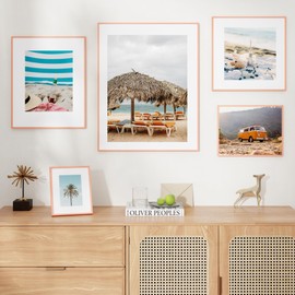 FLYJOE 11x14 Picture Frame | 11x14 Metal Picture Frame With Mat For 8x10 | 11x14 Frame Aluminum | Plexiglass And Hanging Hardware Included | 11x14 Poster Frame | Rose Gold