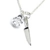 Chef Knife Pendant Necklace in Sterling Silver with Clear Austrian