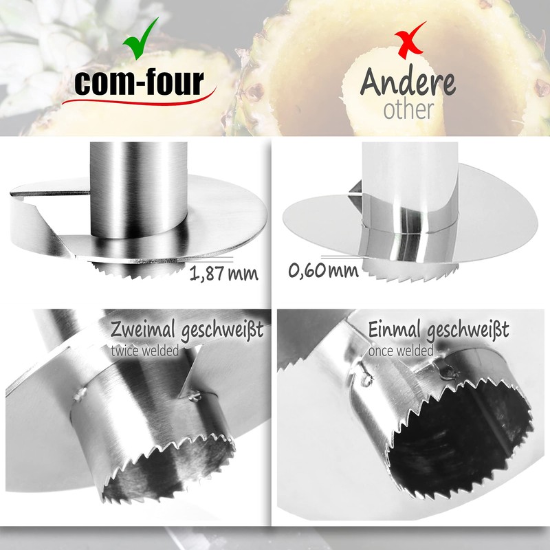 com-four® Pineapple Cutter 3 in 1 - Stainless Steel Pineapple
