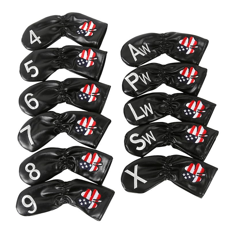 Leather Golf Club Iron Head Covers 11 Piece Set USA