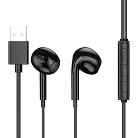 USB Earphones with Microphone for PC, USB Computer Headphone with Mic Wired USB Headset Lightweight Magnetic in-Ear Headphone Noise Isolation Headset for Laptop Business Office Live Broadcast Gaming
