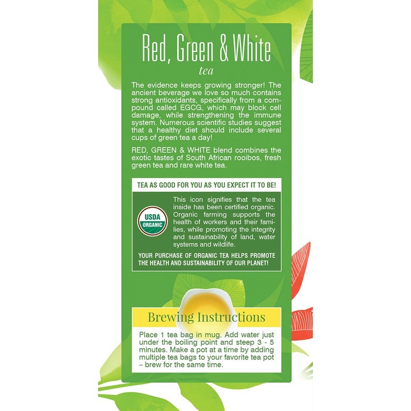Davidson's Tea Red, Green & White Blend, 25-Count Tea Bags,