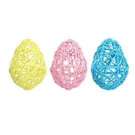 Paper and Wire Mulicolored Easter Egg Décor 3-ct. Packs | 3.3 x 2.3 in (8.5 x 6 cm) (Yellow/Pink/Blue)