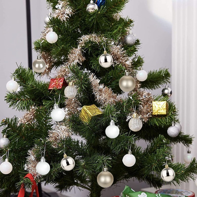 Pack of 30 Mini Christmas Baubles with Hanger, 3 cm