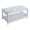 Convenience Concepts Omega Coffee Table with Shelf, White Faux Marble/White