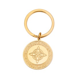 UNIFT Witch Knot Keychain For Women Men Stainless Steel Charms Fashion Celtic Knot Keychain Witchcraft Symbol Amulet Jewelry, Gold 4, One Size