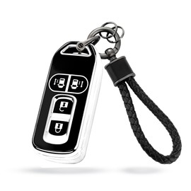 [Unhoke] N-Box Key Case, N Series, JF1, JF2, JF3, JF4, Key Cover, Nbox Smart Key Case, Keychain, Luxury, Lightweight, Scratch-Resistant, TPU, 4 Buttons, Fashionable, Silver Black