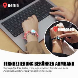 TOTWOO Couple Bracelet Couple Gifts Partner Bracelets with Touch Long Distance Relationship Gift for Long Distances Couple Love Gifts Vibration & Light Up Bluetooth Pairing Jewellery, Mountain and