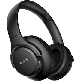 KVIDIO Bluetooth Headphones Over Ear, 65 Hours Playtime Wireless Headphones with Microphone, Foldable Lightweight Headset with Deep Bass,HiFi Stereo Sound for Travel Work PC Cellphone (Black)