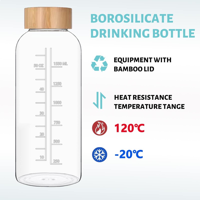 RNCKUUE 1 Liter Glass Water Bottles - 32 oz Large
