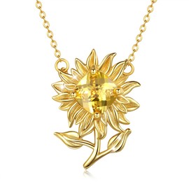 AEONSLOVE Necklace Sunflower Gold 925 Sterling Silver Heart Sunflower Chain Gold Chain You Are My Sunshine Pendant Necklace Jewellery Gift for Women Girls You Mother Women Christmas, Silver