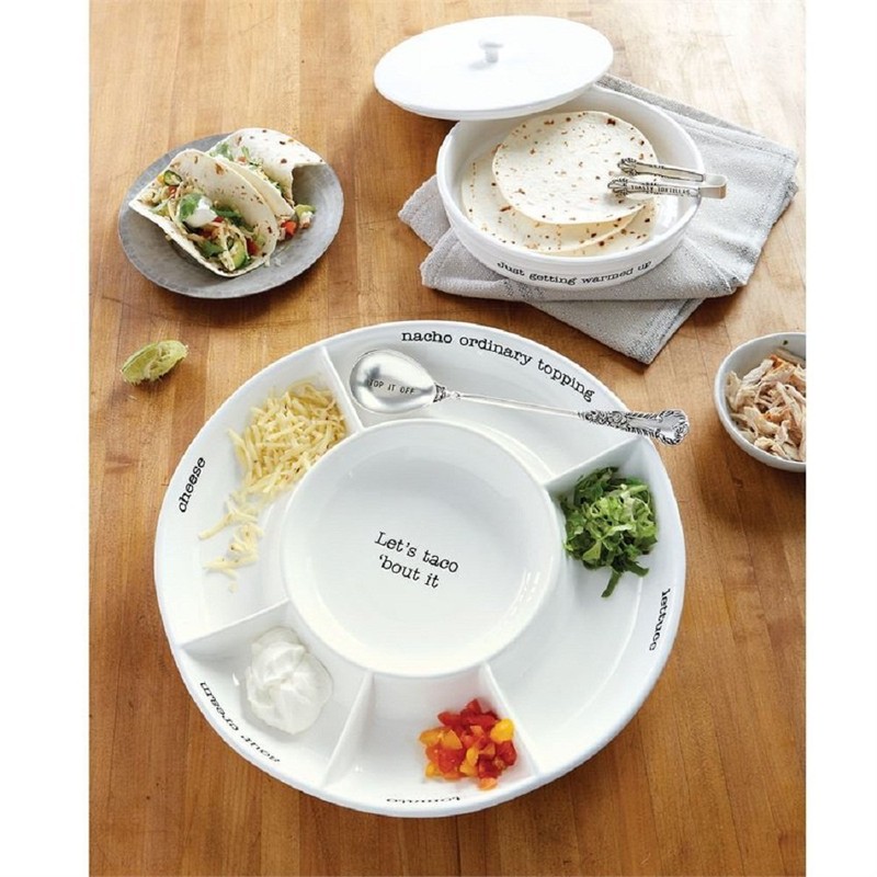 Mud Pie Ceramic Tortilla Warming Dish Set of 3